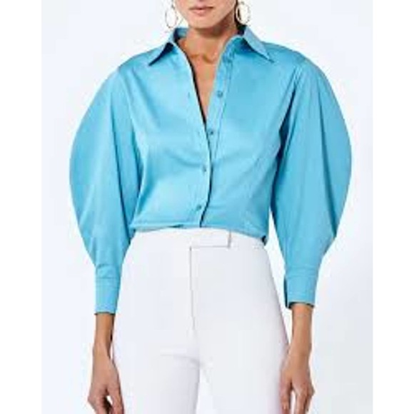 Alexis Tops - Alexis Brooks Puff Sleeve Top in Cerulean Blue XS